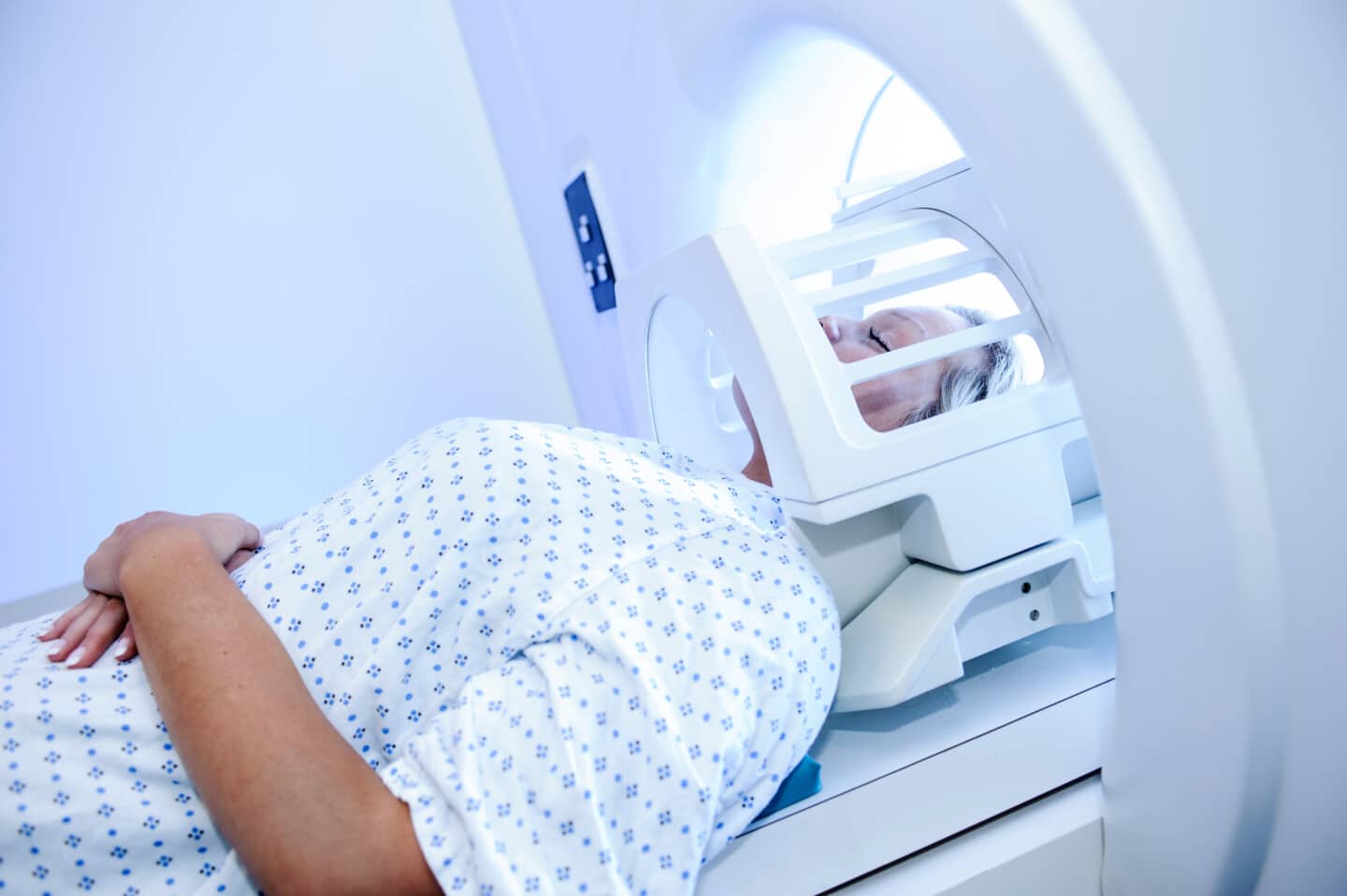 Patient laying in MRI machine