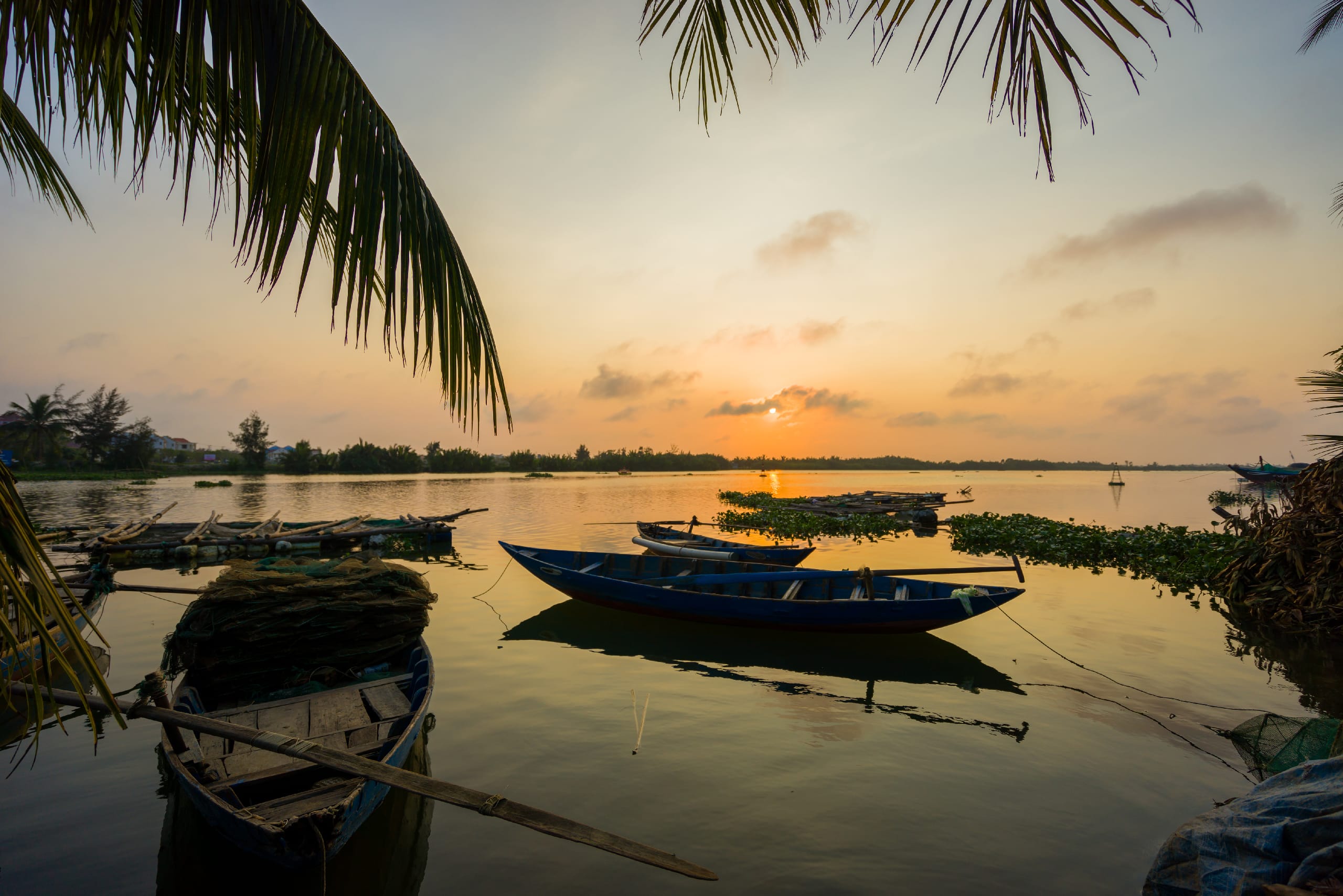 River at Hoi An Vietnam at sunset